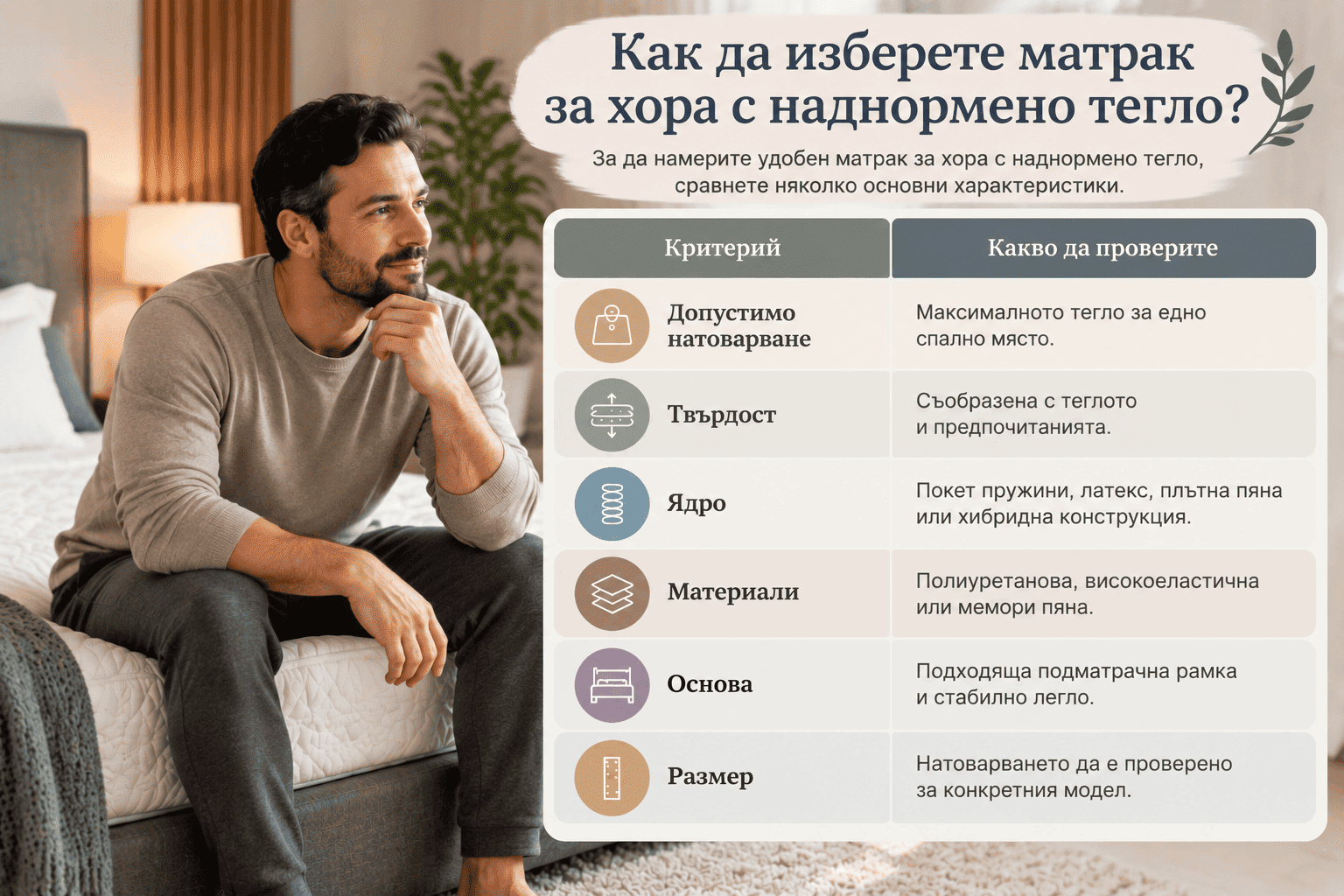 как да изберете матрак за хора с наднормено тегло