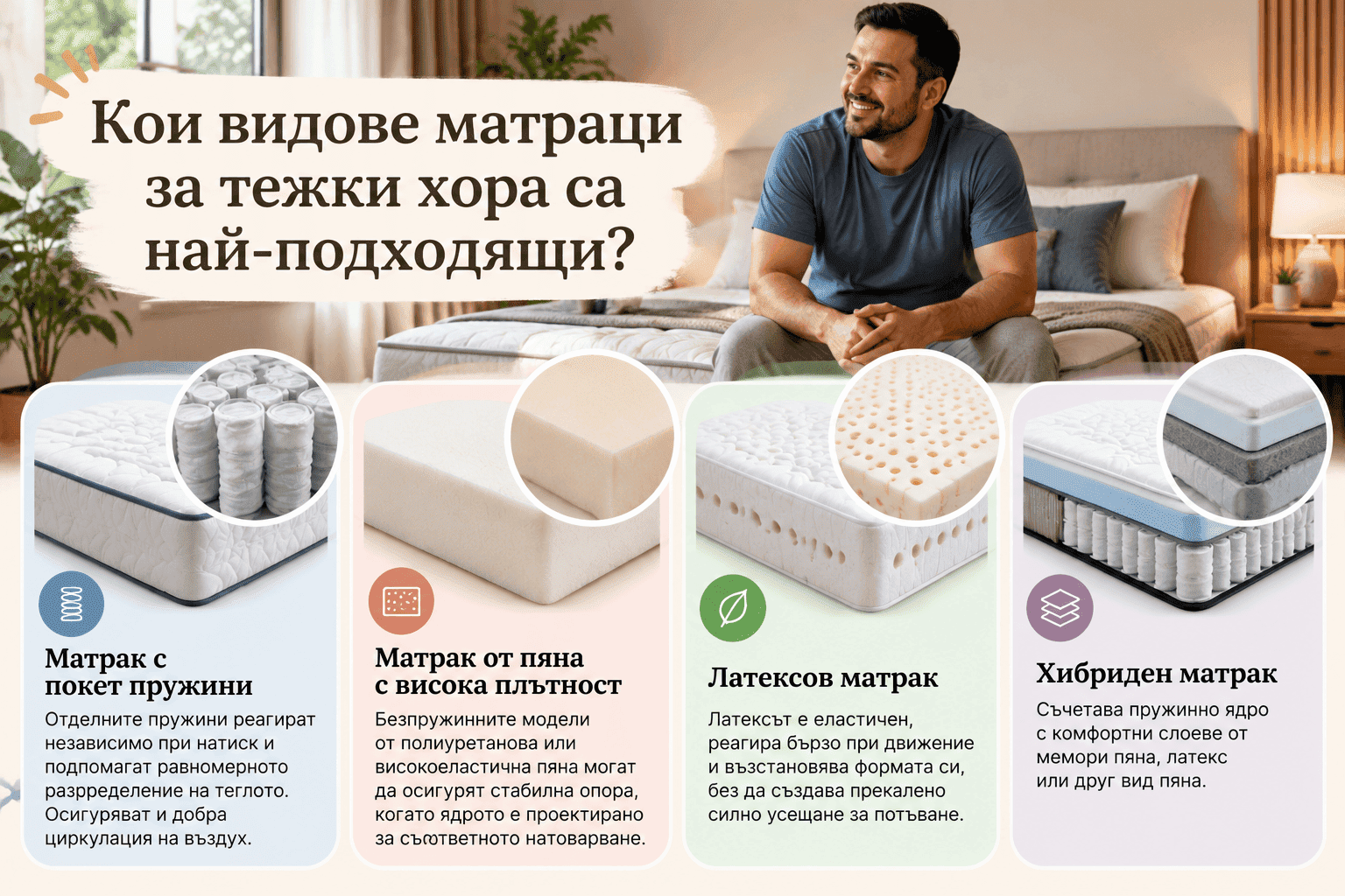 кои видове матраци са подходящи за тежки хора