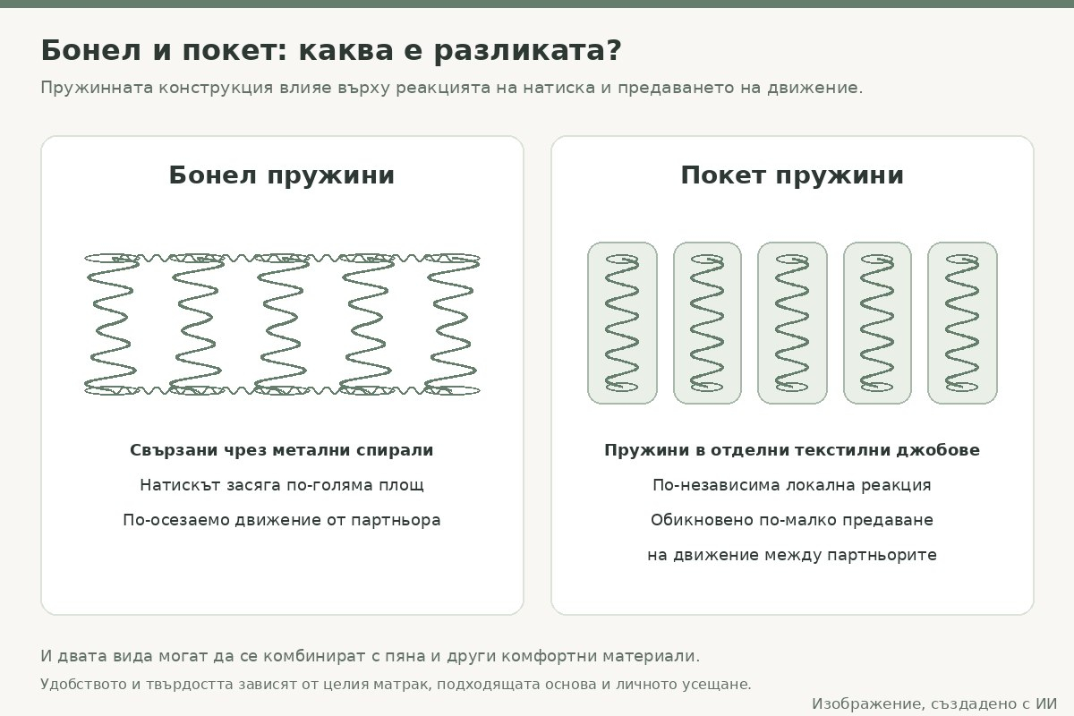 разлика между бонел и покет пружини